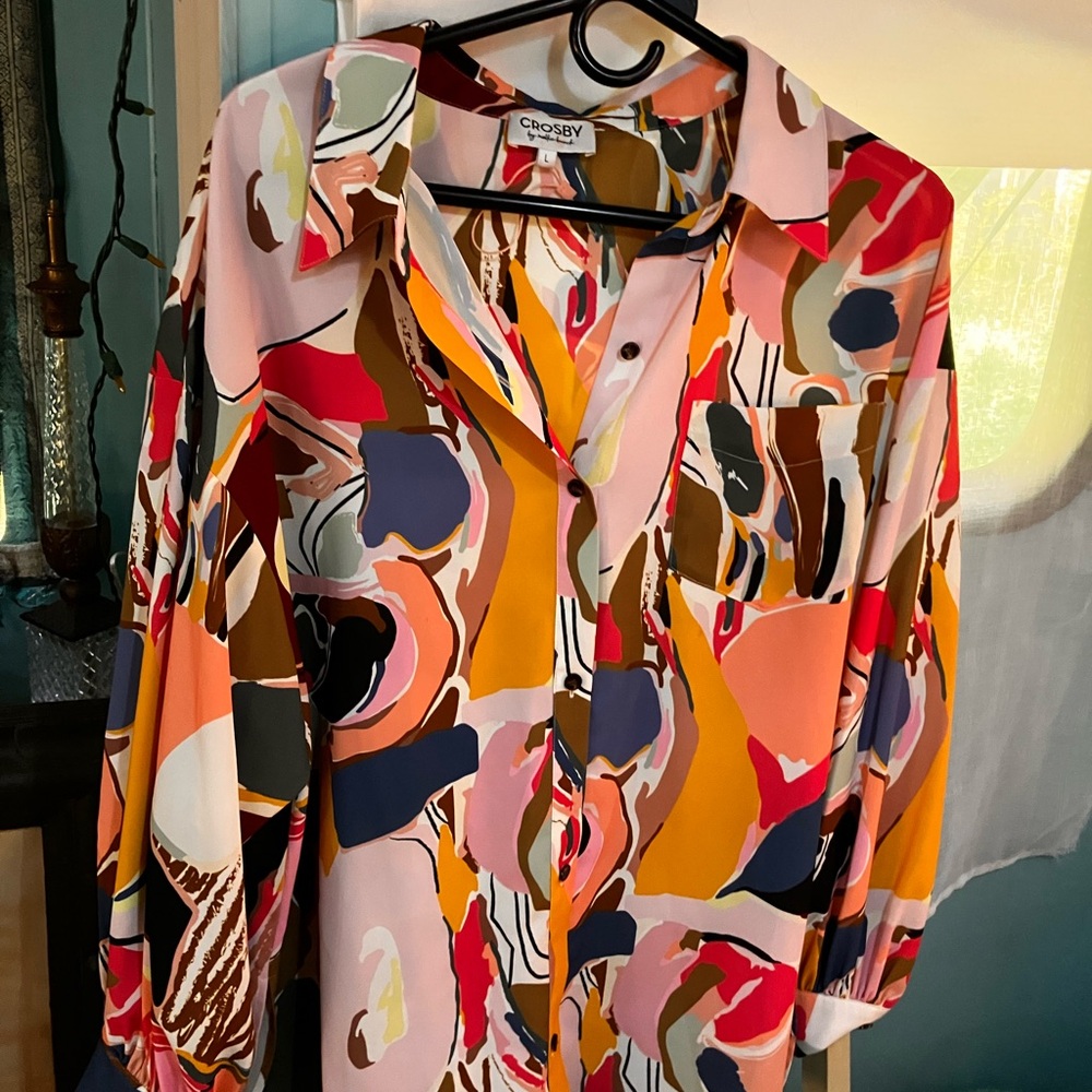 CROSBY by Mollie Burch Vibrant Red, Yellow & Navy Print Top